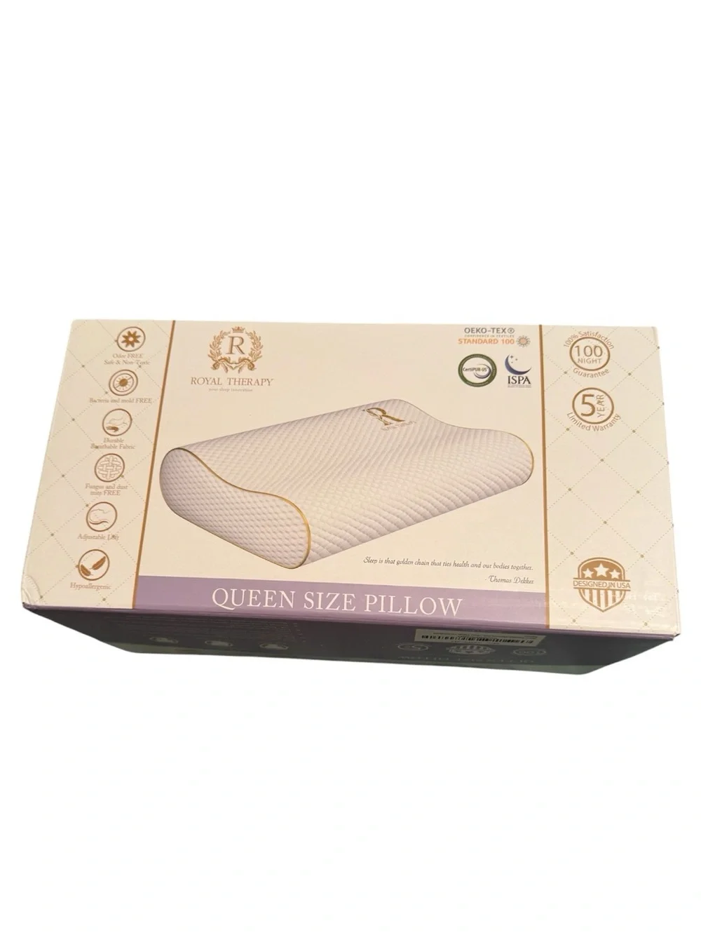 Royal Therapy Memory Foam Pillow, Queen Neck Pain Relief, Contour Cervical 3 lay